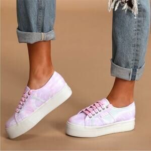 Superga pink tie dye platform sneakers size 8.5 41.5 lace up